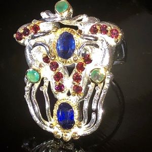 Artistic Genuine Kyanite Ring with Gemstones